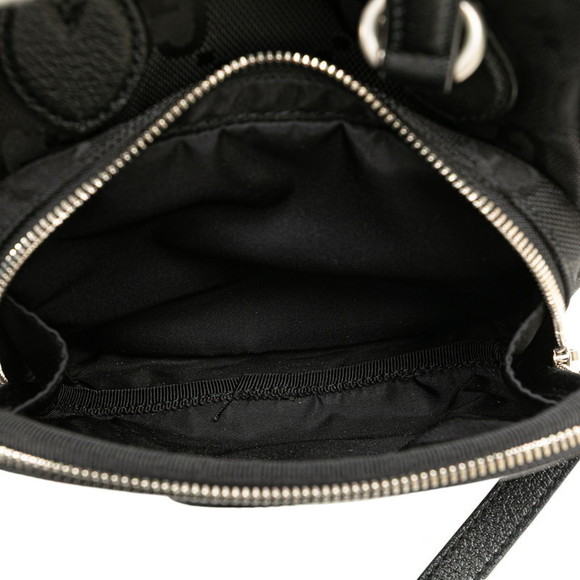 Gucci Black Nylon Leather Grid Bag GG Shoulder Off - Picture 5 of 8